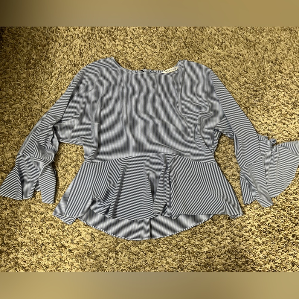 Peter Nygard Peplum Striped Blouse - S